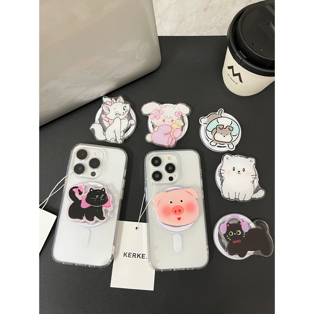 Ins简约透明磁吸壳带磁吸支架适用苹果15promax/14plus/手机壳