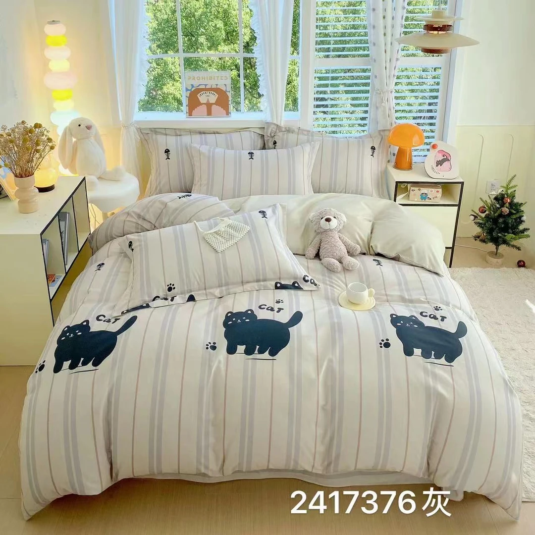 【黑猫】床单 尺寸2 X 2.4 斜纹棉 透气加厚  棉线 通用