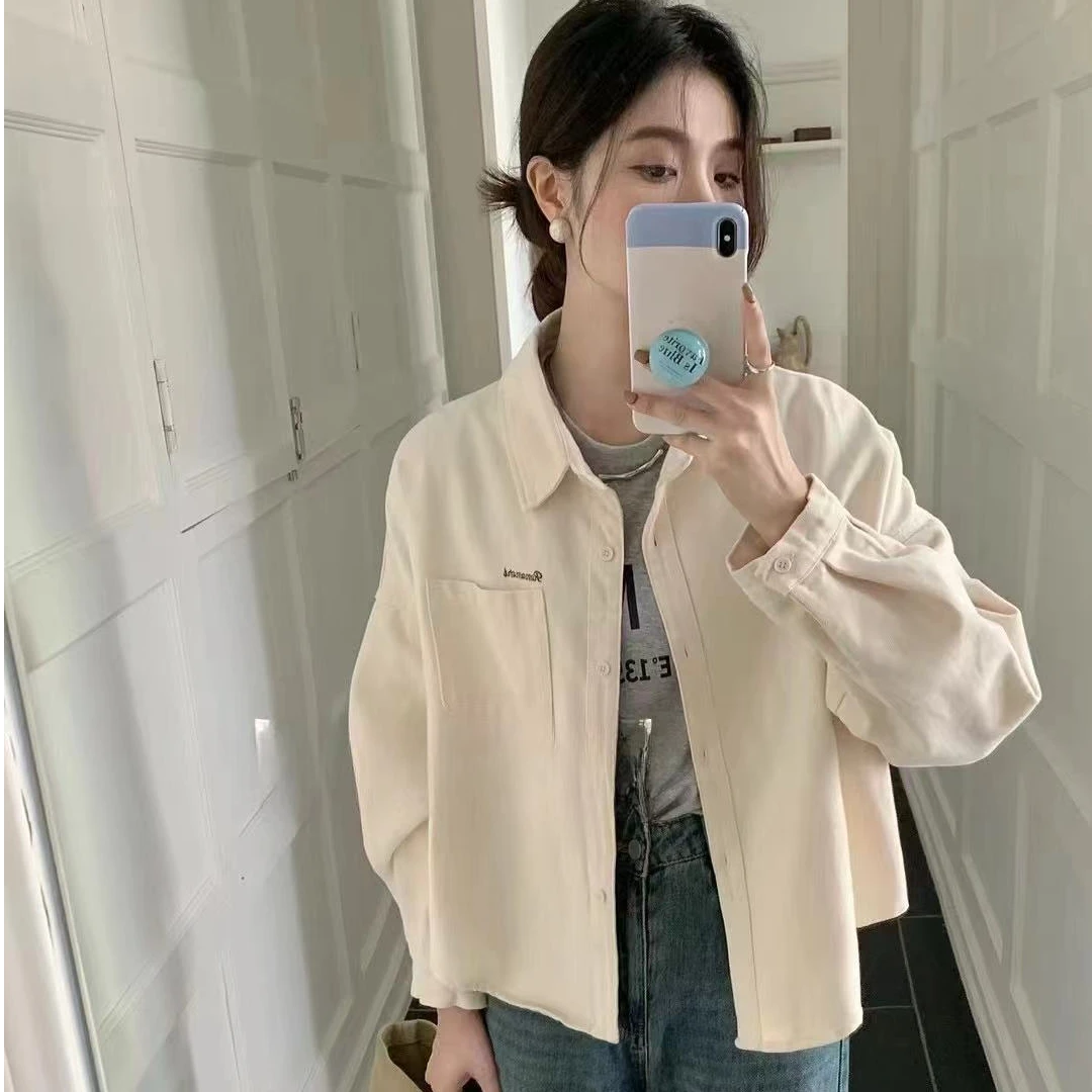 2024秋冬新款外穿牛仔衬衫外套短款时尚小个子加厚百搭韩版休闲