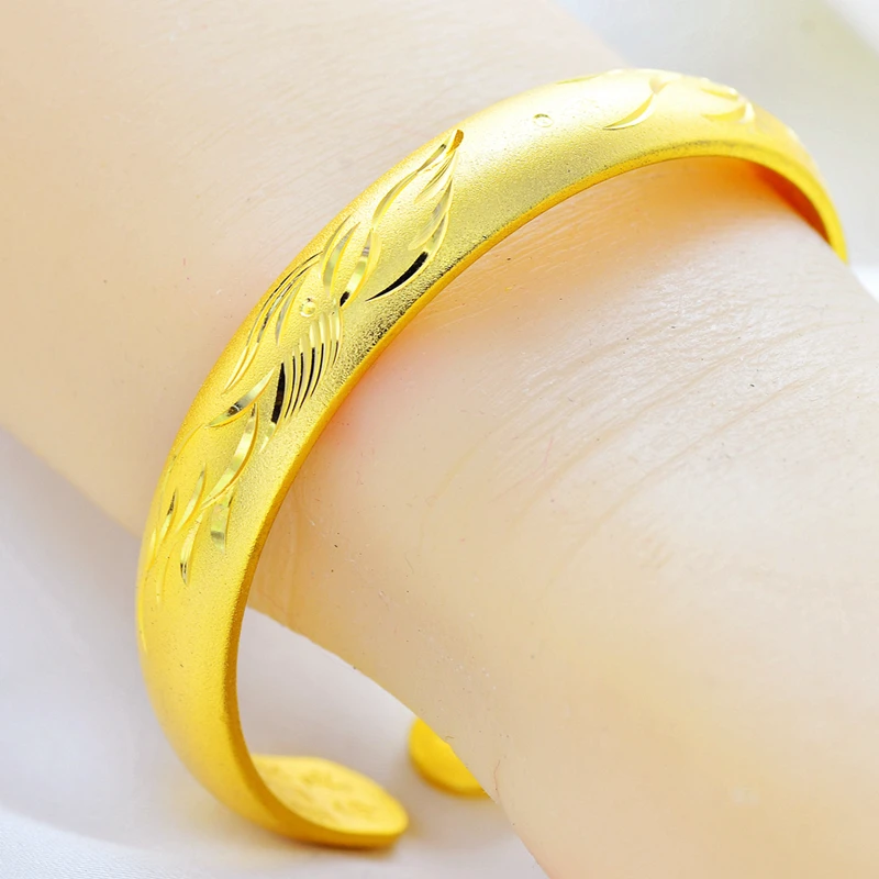 铜合金手镯 正品龙凤呈祥金色手镯不掉色传承仿真古风粗款加厚