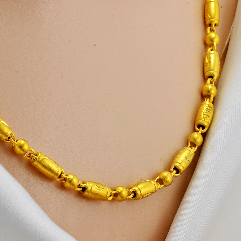 铜合金项链 正品经典圆珠男项链黄金色实心亮面不掉色高端上档次