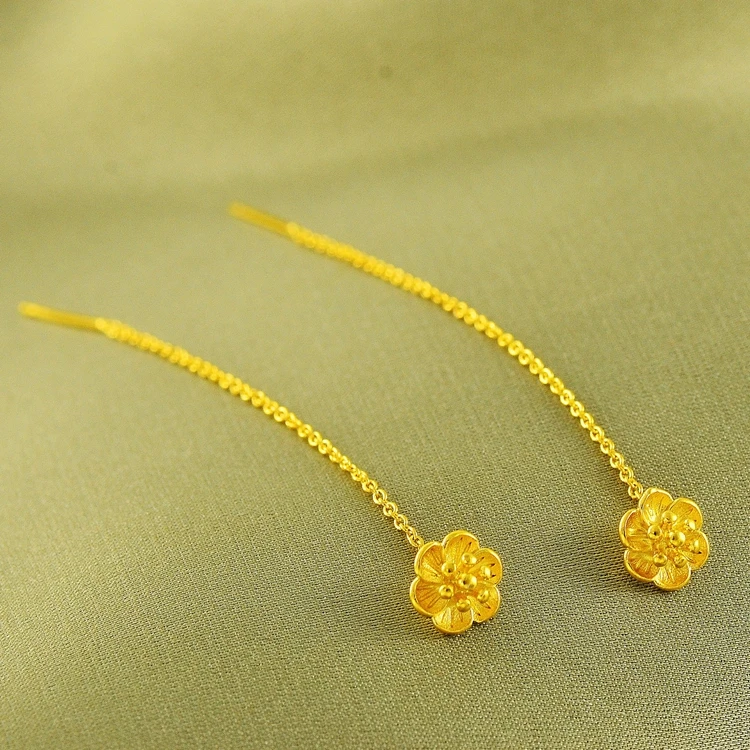 正品黄金色流苏新娘耳线礼物民族风不掉色长高端上档