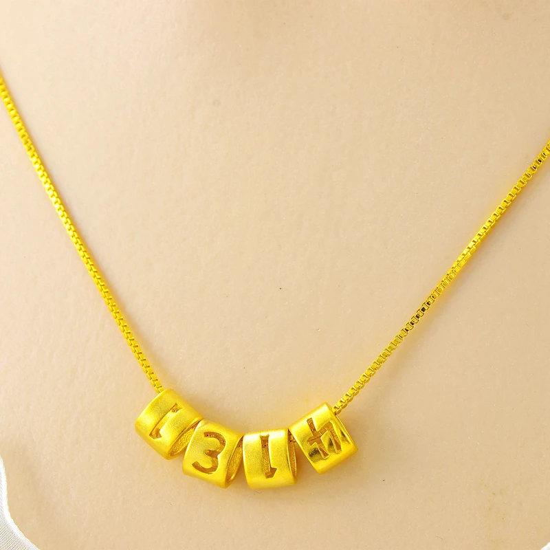 正品黄金色项链520字母1314DIY时尚礼物久不掉色锁骨