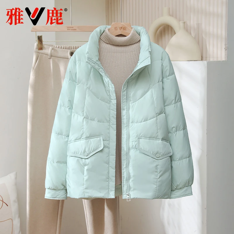 雅鹿2024新款女轻薄羽绒服短款简约宽松显瘦韩版轻便休闲保暖外套