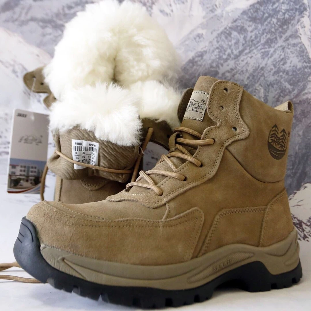 东北雪地靴男皮毛一体棉靴冬季保高帮靴子保暖登山防滑男士防水