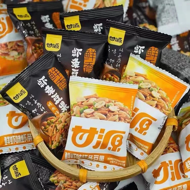 甘源虾条豆果20包鲜虾味烤肉味小包装解馋办公室宿舍休闲零食MS