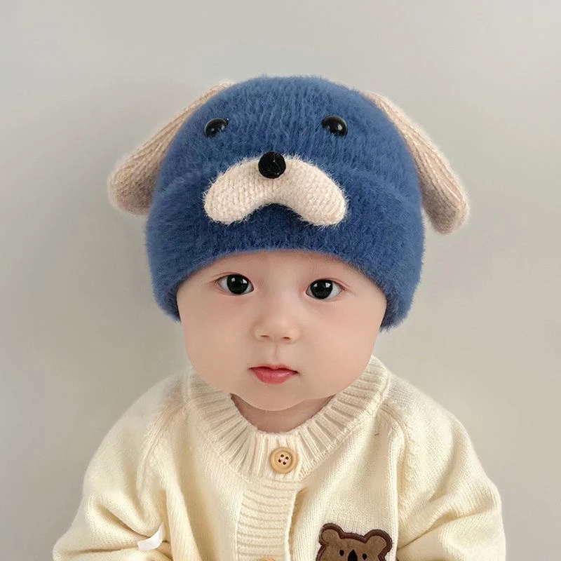 婴儿帽子秋冬款针织毛线帽婴幼儿冬季可爱超萌套头帽男宝宝护耳帽