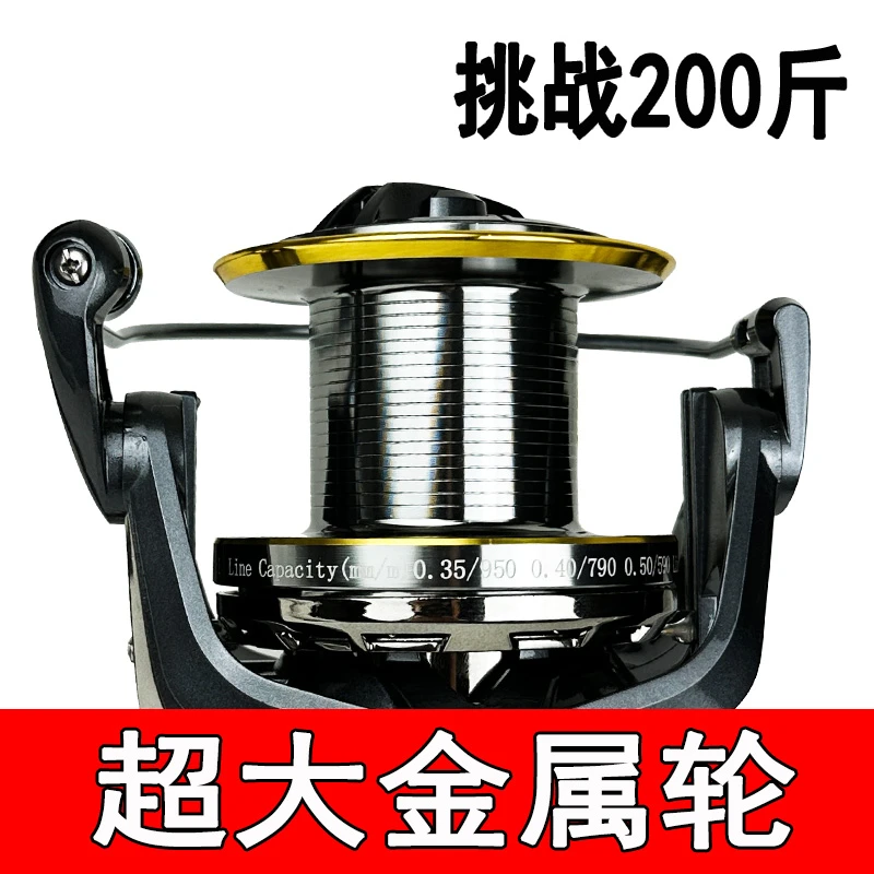 特大渔轮海钓轮全金属锚杆轮防海水纺车轮斜口浅线杯鱼轮巨物轮子