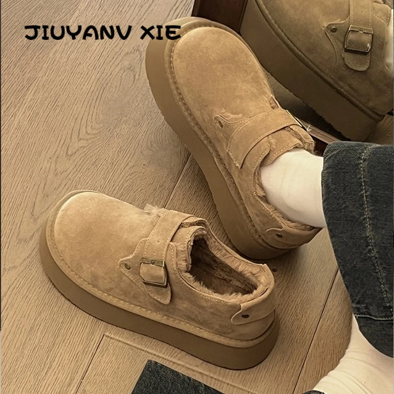 勃肯鞋厚底增高加5厘米厚毛毛平底鞋秋冬加绒防滑毛毛鞋时尚学生