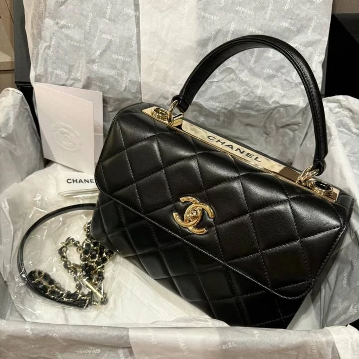 99新 Chanel/香奈儿 牛奢网/黑金小号trendycc单肩包30开