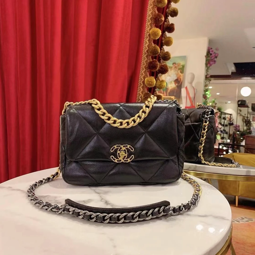 95新 Chanel/香奈儿 牛奢网/香奈儿黑金小号19bag芯片款/双11