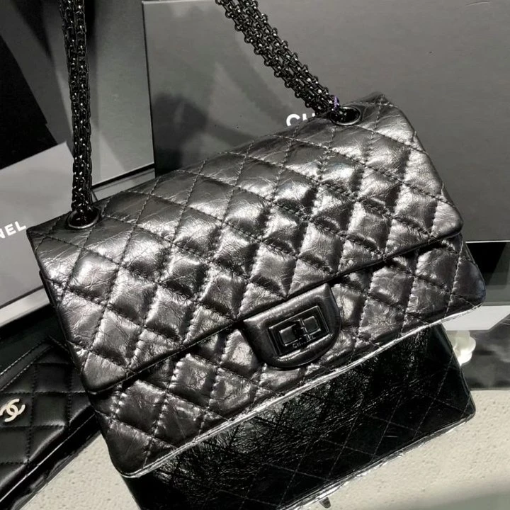 95新 Chanel/香奈儿 牛奢网/So Black 大号2.55 链条包