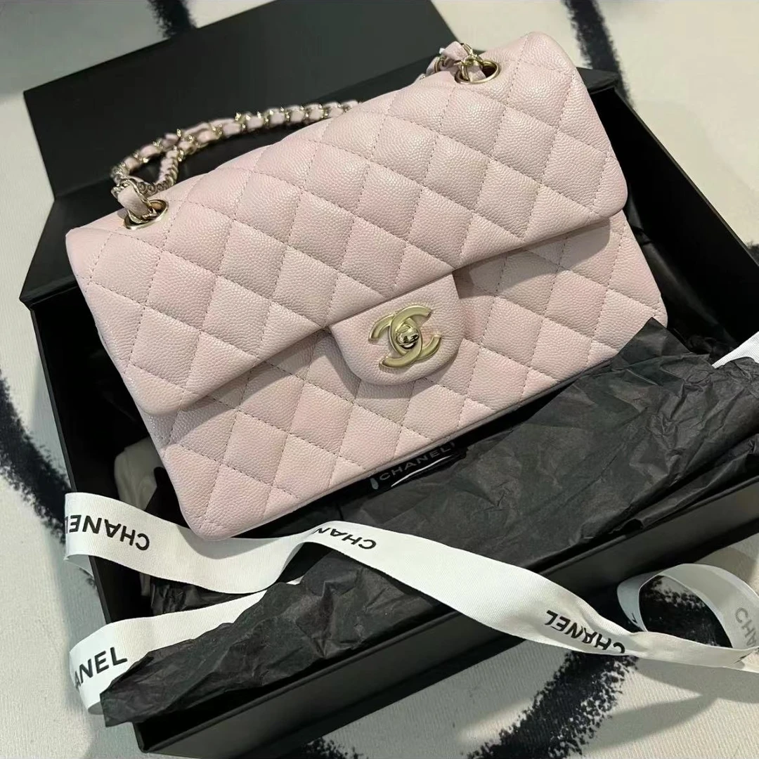 99新 Chanel/香奈儿  牛奢网/香奈儿cf小号樱花粉荔枝纹/芯片