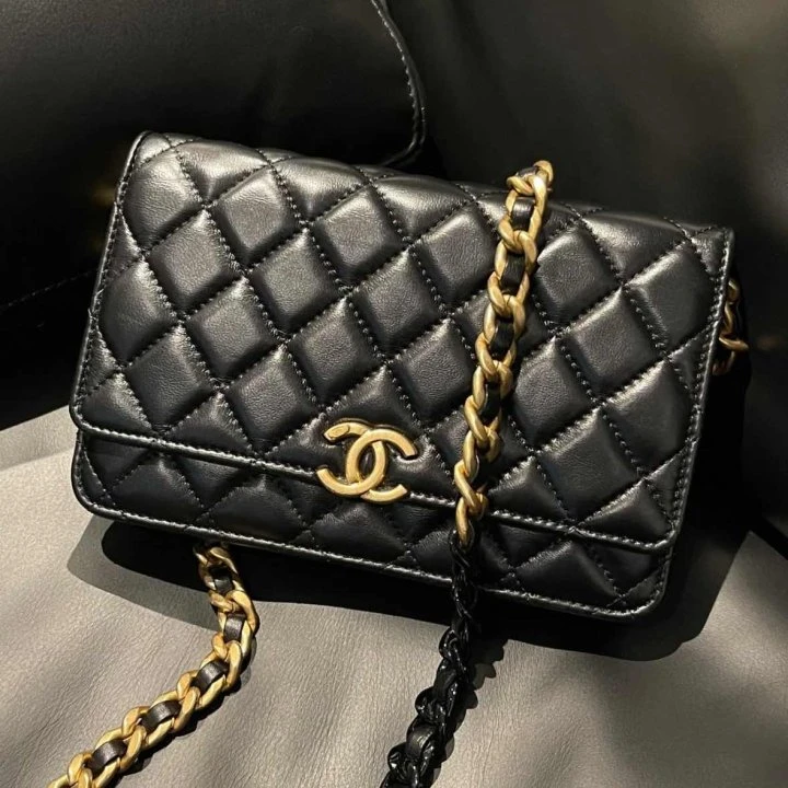 99新 Chanel/香奈儿 牛奢网/黑色芯片woc单肩包