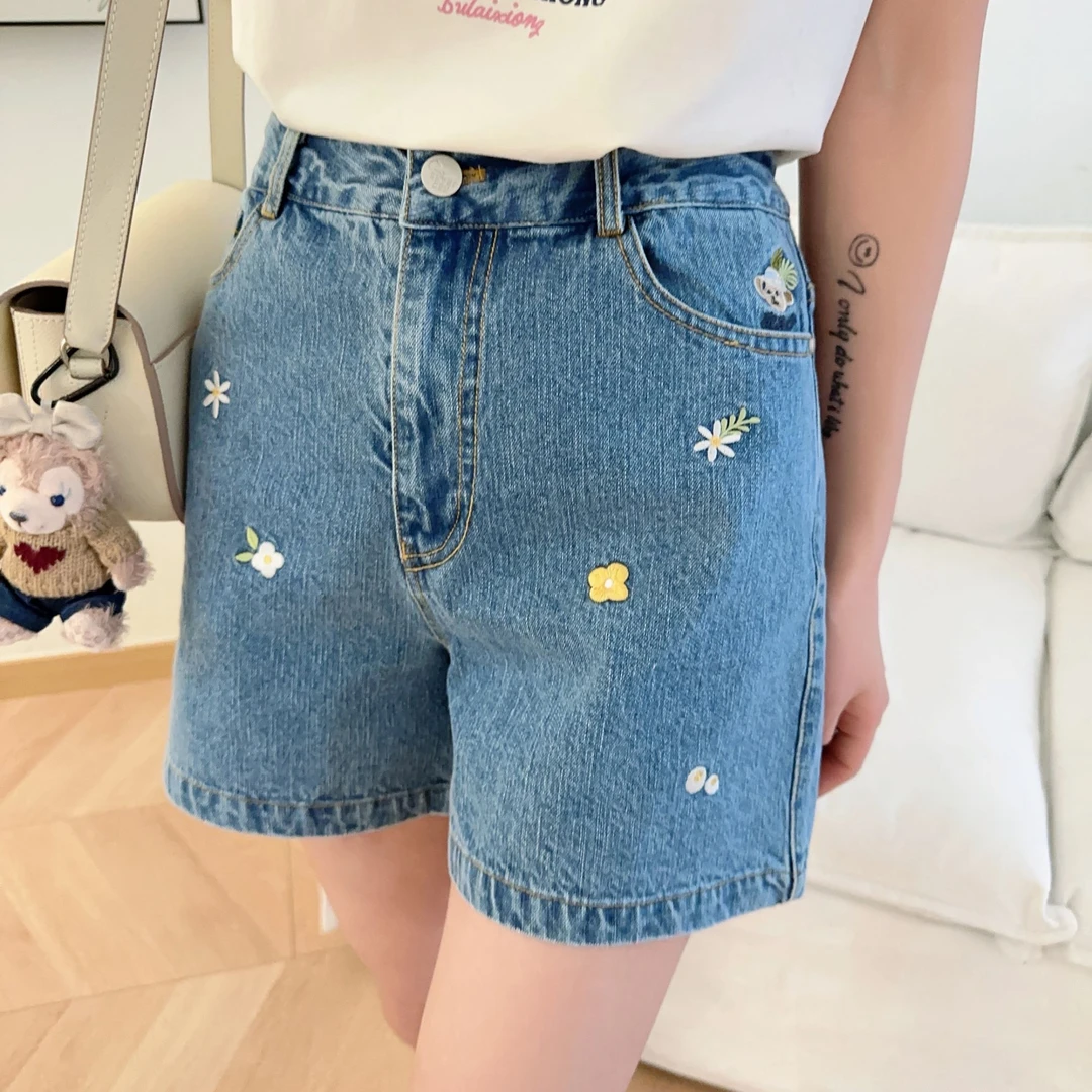 休闲2024夏季新款时尚百搭高腰显瘦显高牛仔短裤813