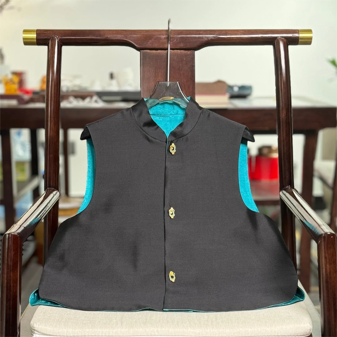 【言玉】国风经典立领新中式秋季新品丝毛高奢定制金镶玉扣气质马甲