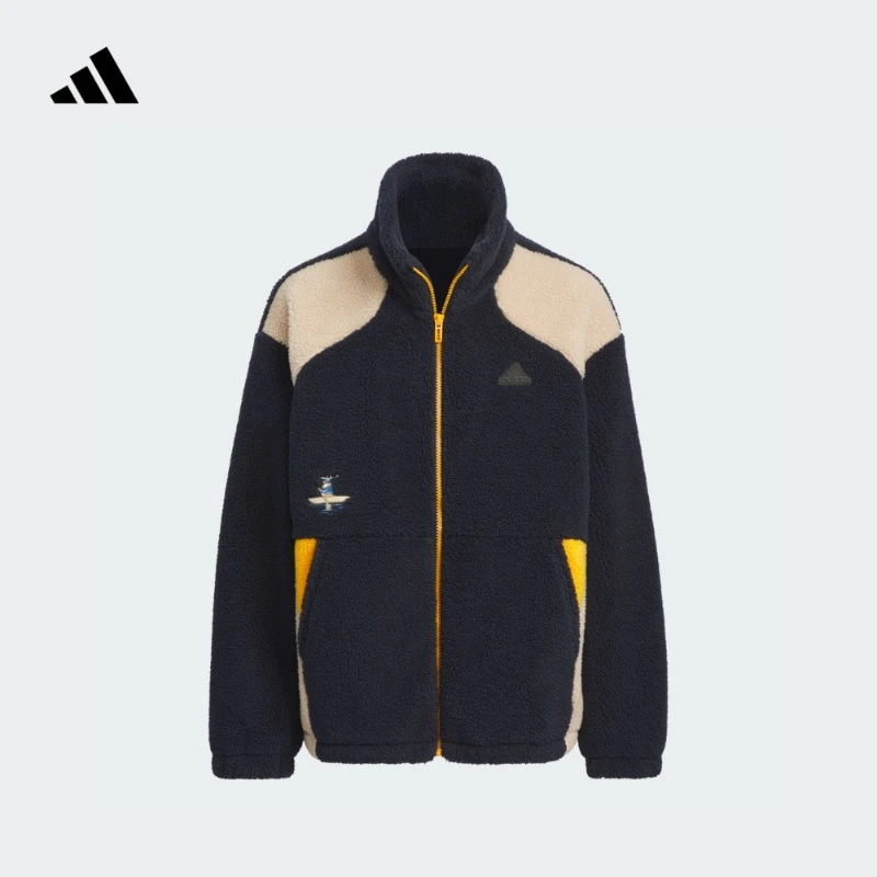 adidas阿迪达斯官方儿童装男大童秋冬仿羊羔绒保暖男童外套JC9358