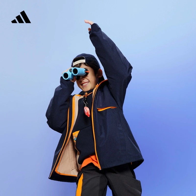 adidas阿迪达斯官方儿童装男小童春季二合一连帽夹克外套  JC9374