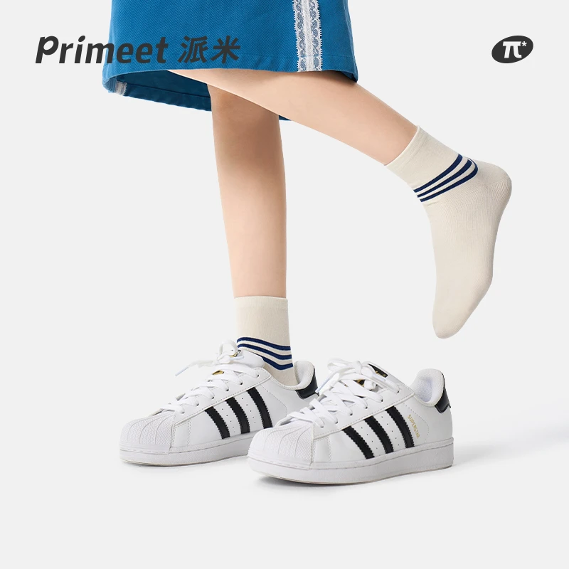 PRIMEET/派米秋冬男女同款户外运动学院条纹中短筒袜船袜春秋季