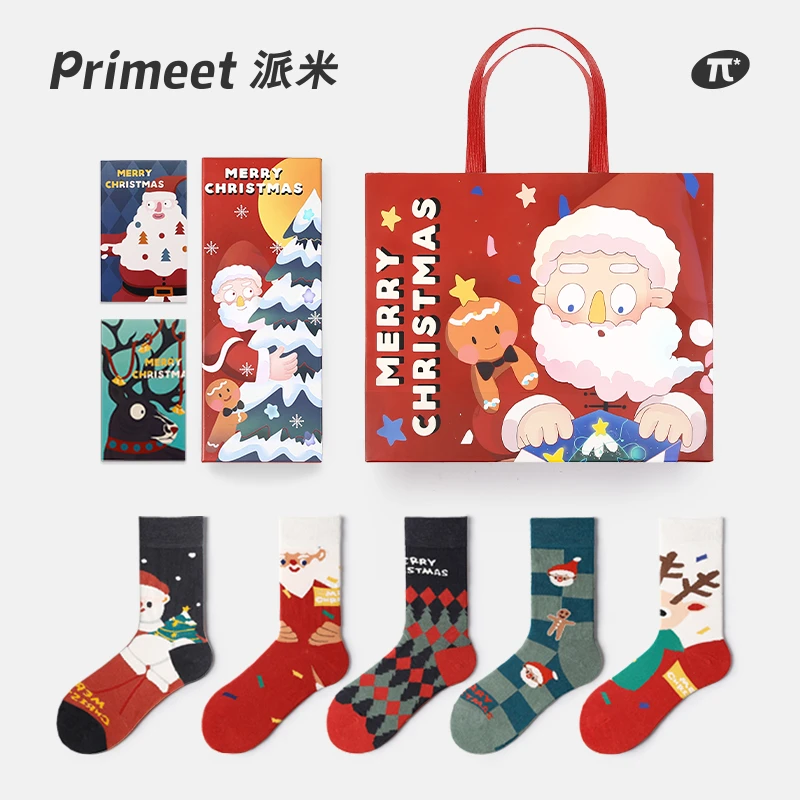Primeet派米圣诞袜男女袜子冬季圣诞节礼物礼盒情侣中筒袜潮秋冬