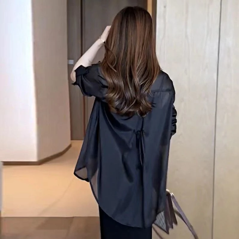 夏季小众设计感大码防晒衬衫女夏款薄款外套衬衣2025新款雪纺上衣