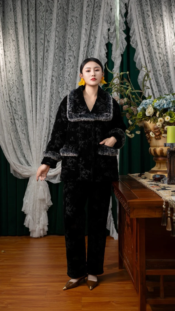 K0005 邑夏公主睡衣女士冬天三层加厚保暖夹棉袄加绒家居服可外穿