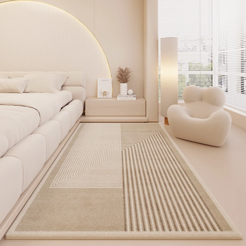 暖色系地毯卧室加厚地垫奶油风床边毯主卧床前毯高级感高档茶几毯