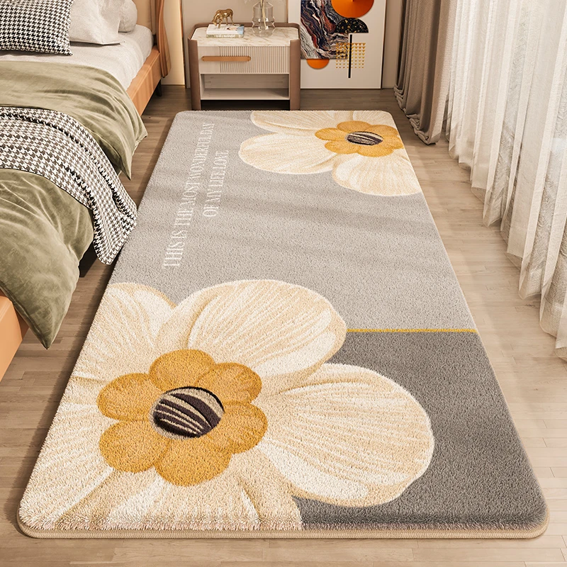 高级感主卧房间免洗地板床下床前垫子可睡可坐铺垫卧室床边毯地垫