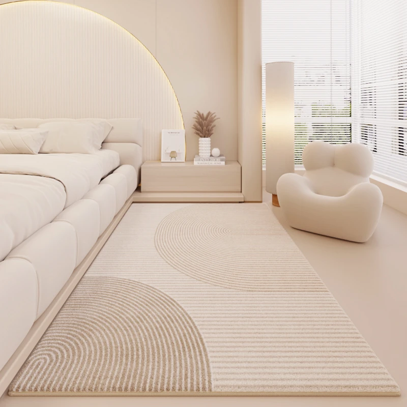 暖色系地毯卧室加厚地垫奶油风床边毯主卧床前毯高级感客厅茶几毯