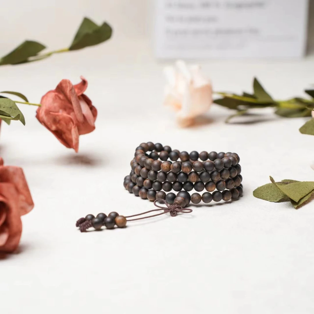 越南芽庄白棋多圈瘤疤雷击0.6沉香沉水108颗