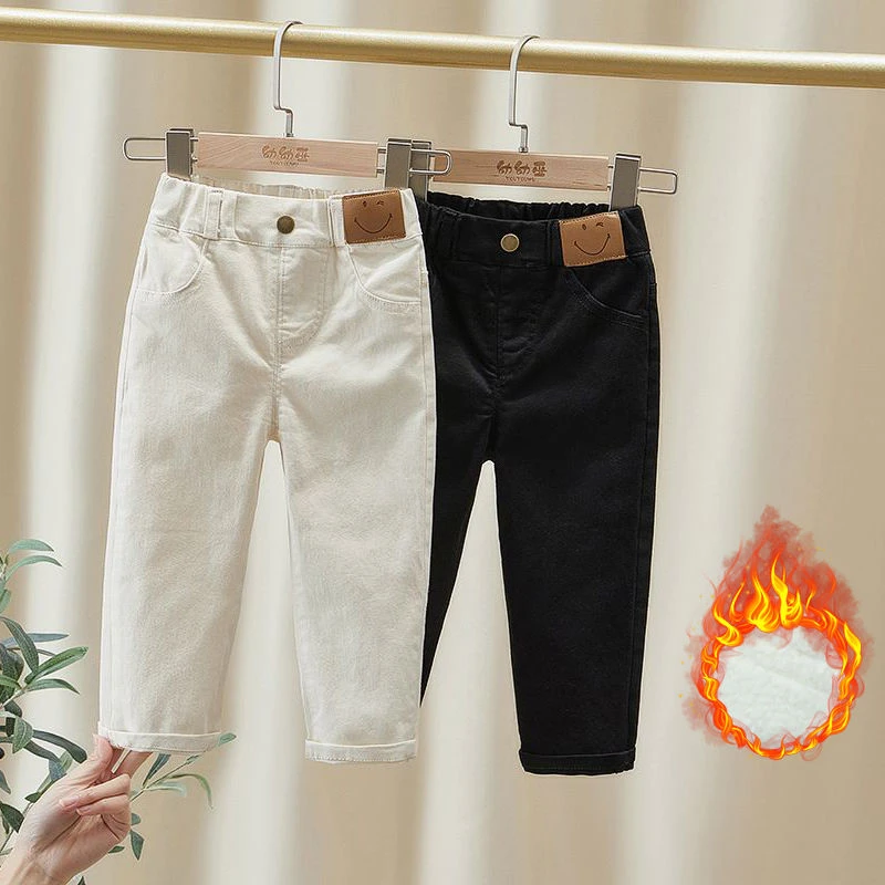 【小柒】女童加绒裤子冬冬款儿童加厚直筒小脚裤女孩修身宝宝外JC15