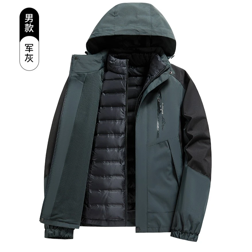 啄木鸟秋冬两件套冬款冲锋外套男女款户外加绒加厚防风防水运动服