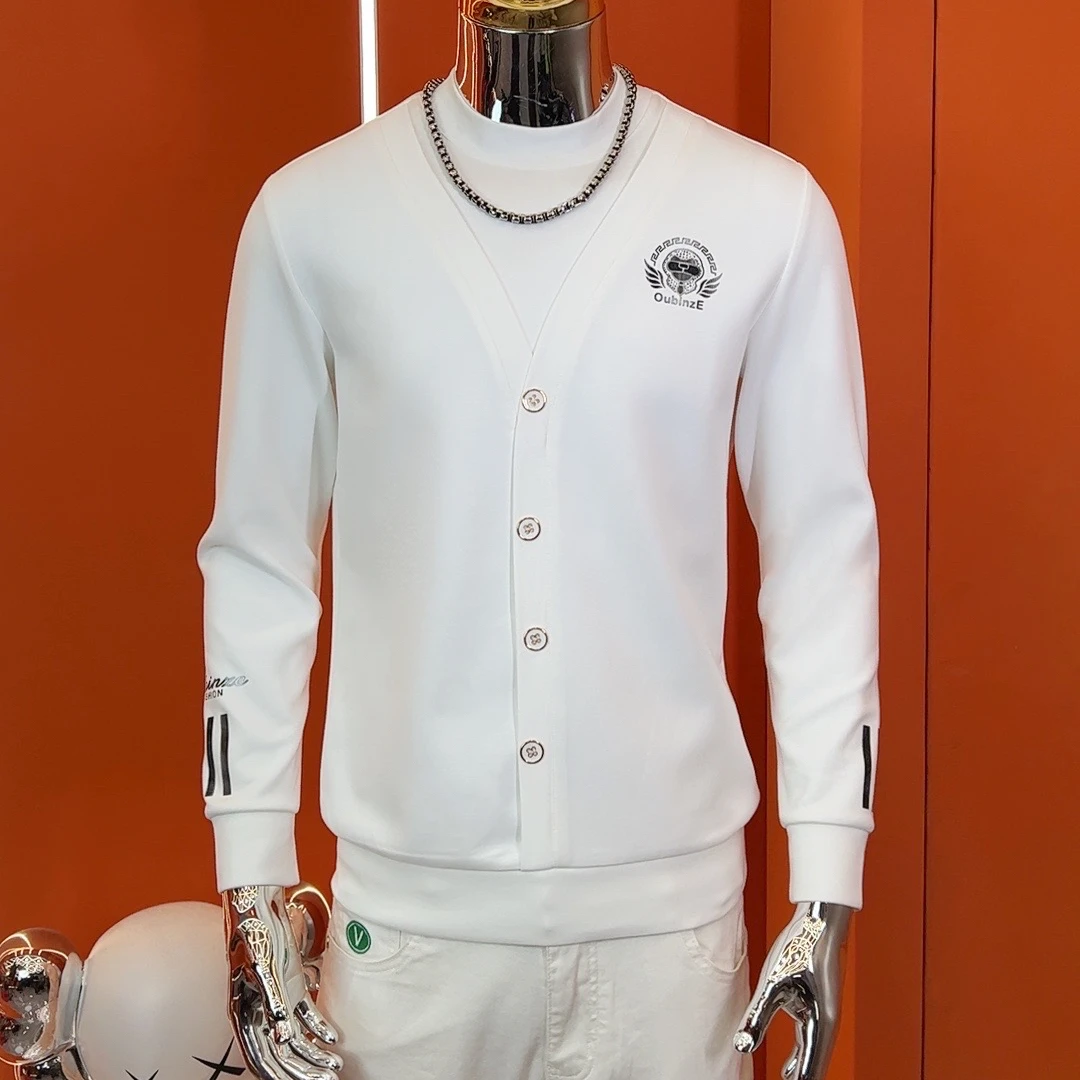 【套头衬衫】长袖衬衫假两件秋冬百搭男装时尚修身商务潮流5187