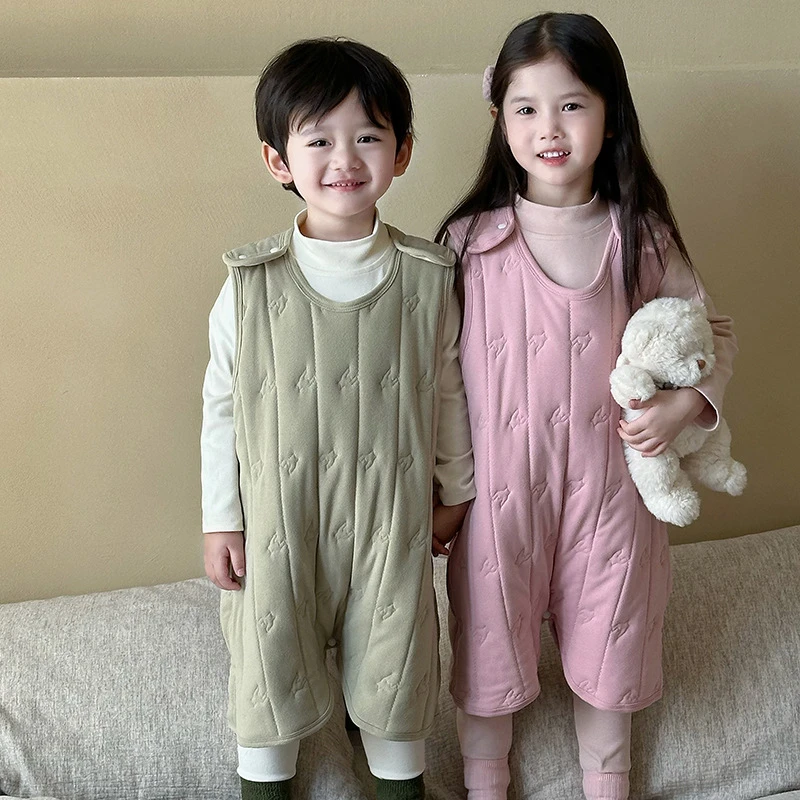 2025新款儿童睡袋防踢被睡袋夹棉睡袋加厚男女宝宝家居爬服保暖