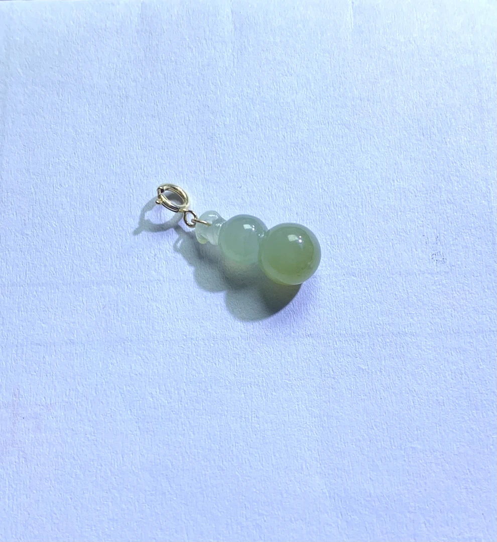 冰黄翡立体葫芦18k金万能扣头镶嵌珠串提溜配石锁骨链