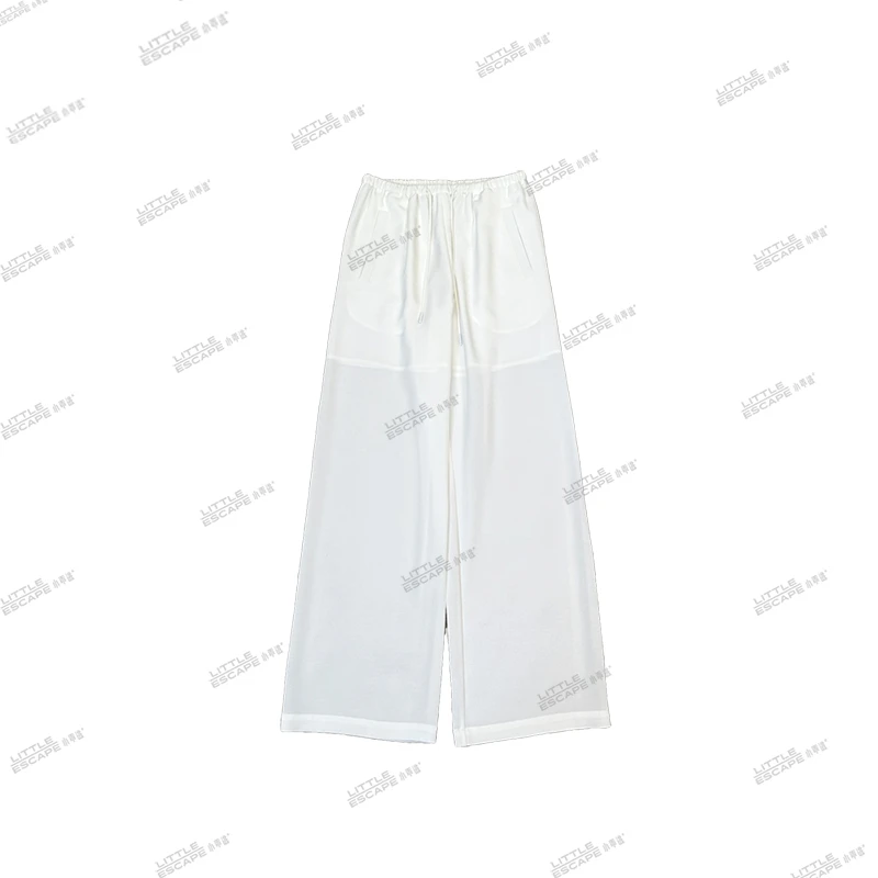 小乖逃X醋酸裤白色长裤潮流宽松垂感冰丝感高腰Q6405