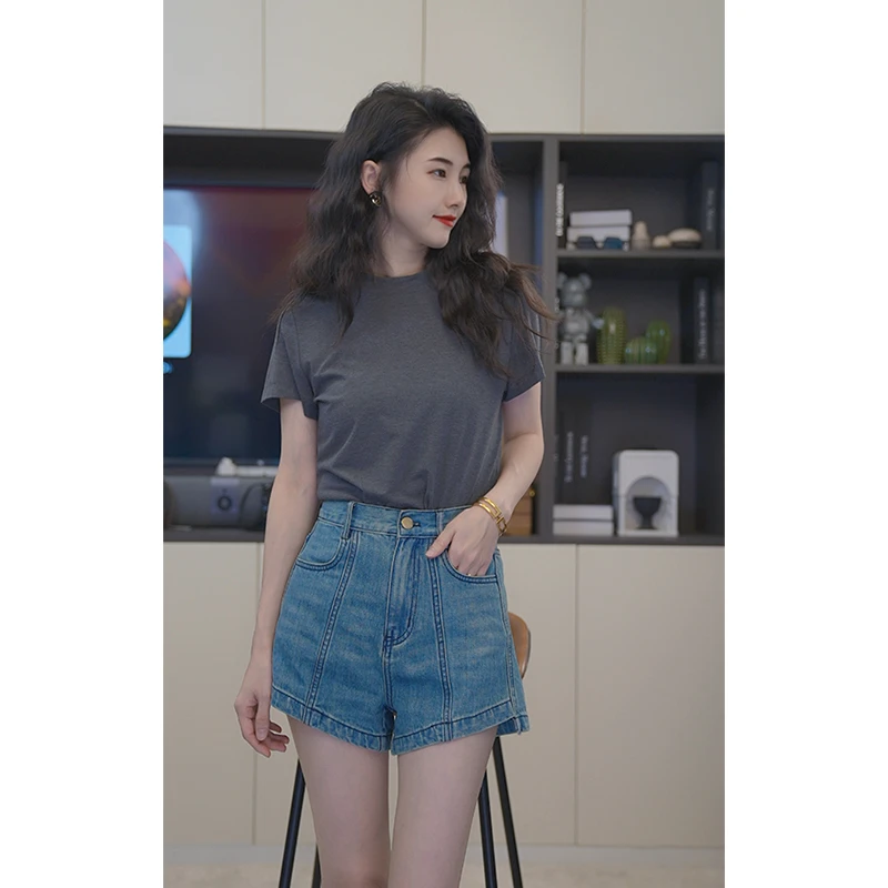 小乖逃X休闲蓝色幽梦牛仔短裤 休闲时尚221205