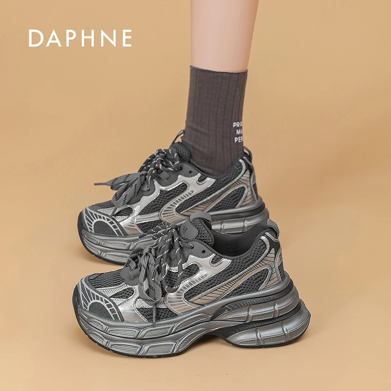 Daphne/达芙妮厚底老爹鞋女2025夏季新款休闲百搭时尚增高运动鞋