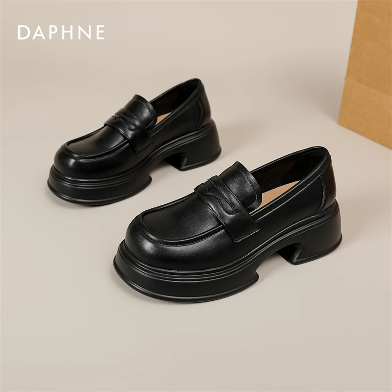 Daphne/达芙妮小皮鞋女2025夏季新款厚底一脚蹬单鞋子百搭乐福鞋