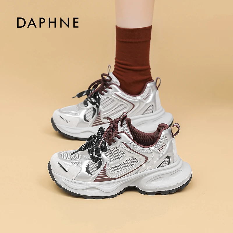 Daphne/达芙妮老爹鞋女2025夏季新款休闲时尚百搭厚底增高运动鞋