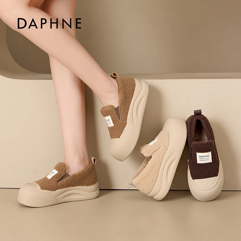 Daphne/达芙妮厚底毛毛鞋冬季加绒雪地靴女2025新款保暖休闲棉鞋