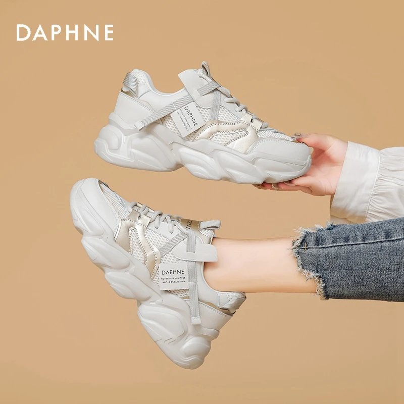 Daphne/达芙妮老爹鞋女2025新款夏季时尚百搭厚底增高休闲运动鞋