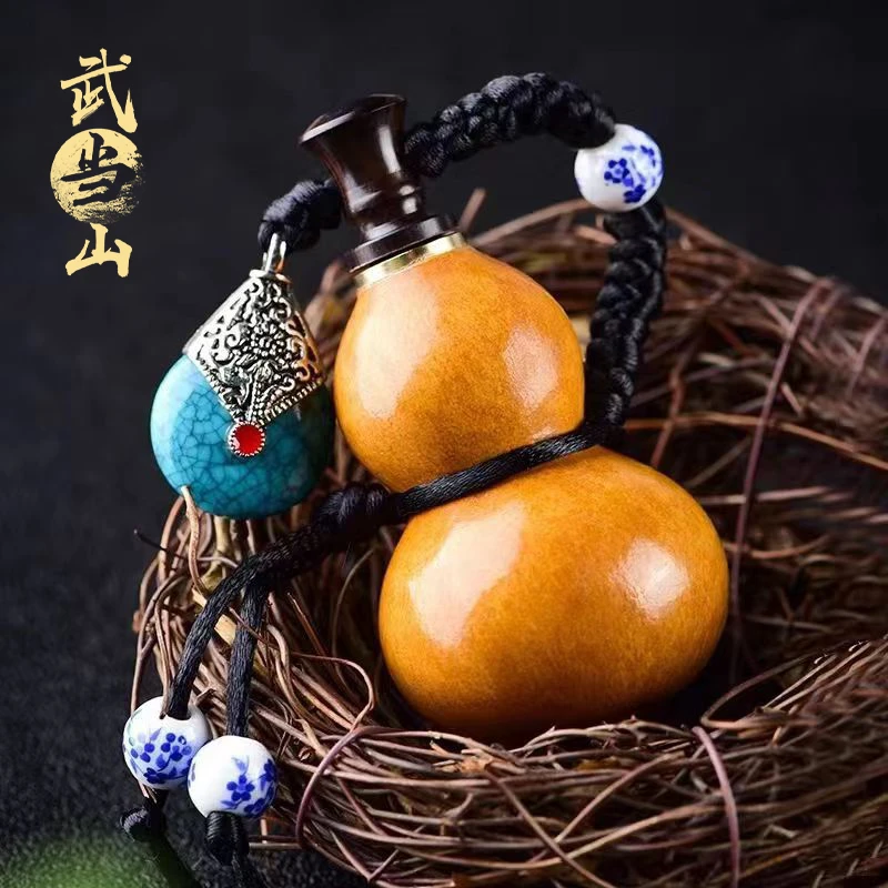 武当山 迷你酒葫芦 装酒小葫芦文玩手把件包浆葫芦挂件摆件装饰