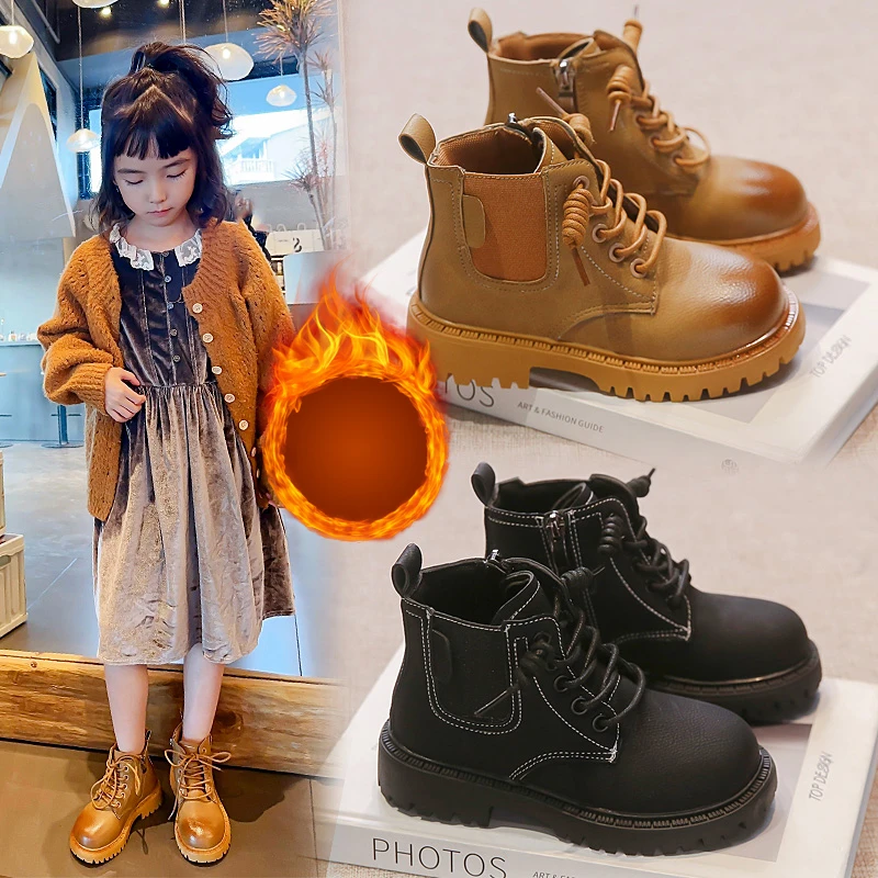 儿童马丁靴女童靴2023秋冬新款男童靴子宝宝中大童软底短靴潮加绒