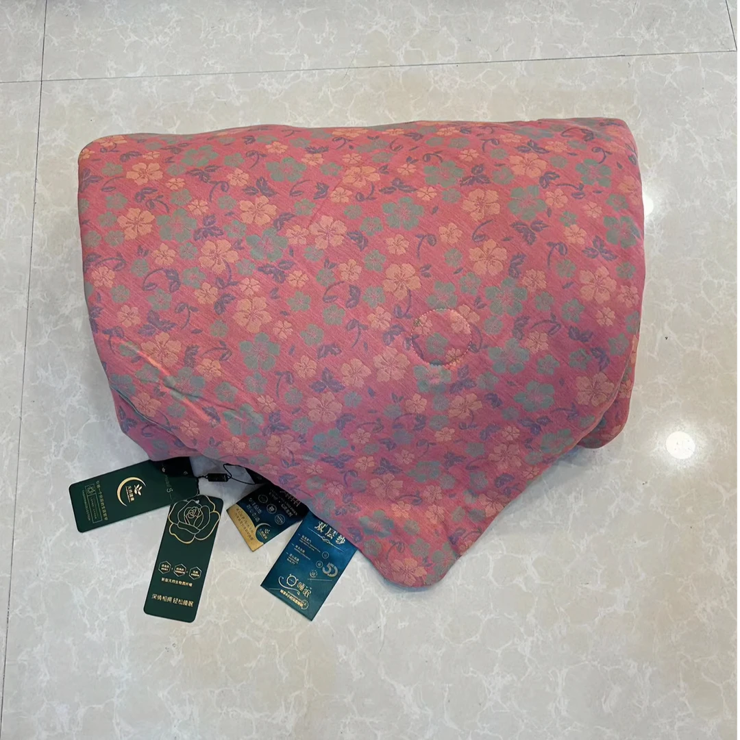 【粉色小花】120x150童被A类纯棉双层纱面料被子绗缝多功能细纱精梳