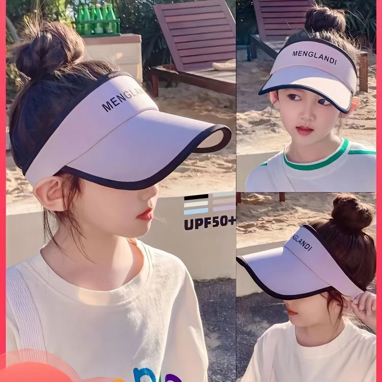 儿童夏季防紫外线防晒帽女童帽子扎马尾时尚遮阳帽男孩洋气太阳帽