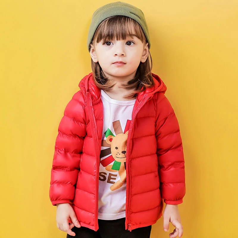 儿童羽绒服白鸭绒轻便薄款童装男童女童中大童连帽秋冬小孩短外套