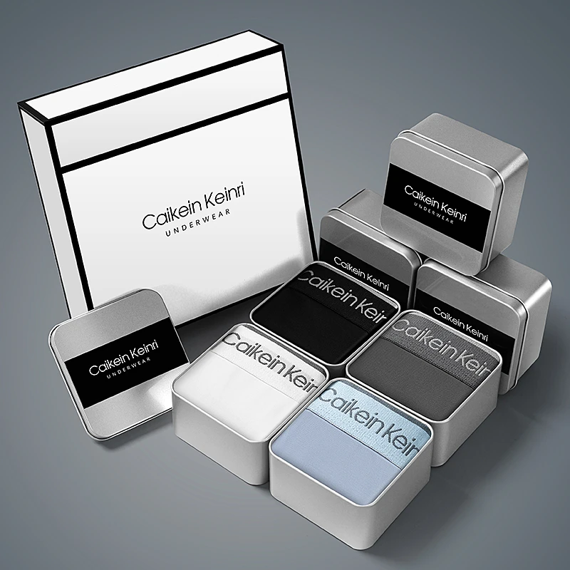 CaikeinKeinri男士内裤男款平角裤冰丝夏季7A抗菌男生短裤礼盒装