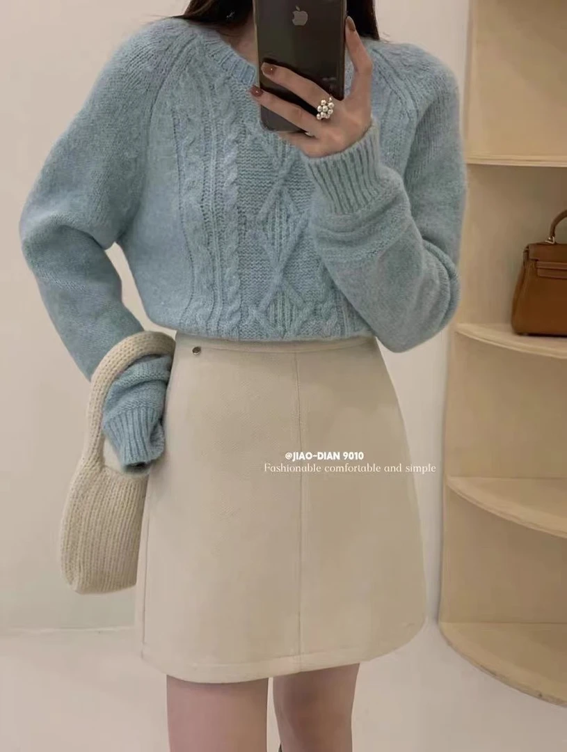 【小银子】美拉德时尚毛呢半裙XS40599