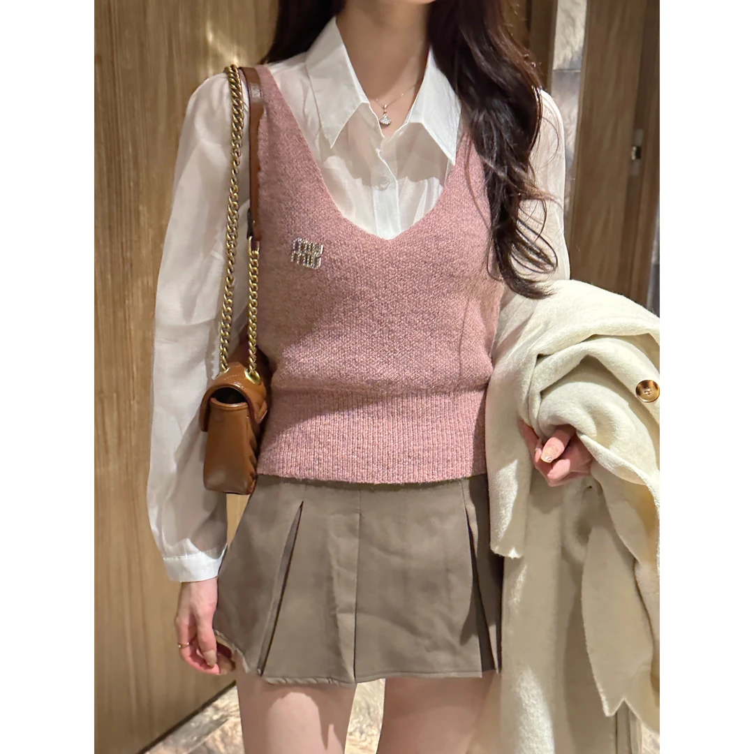 宝藏衣橱风信子针织套装显瘦学院风叠穿两件套时尚套装XS3631#